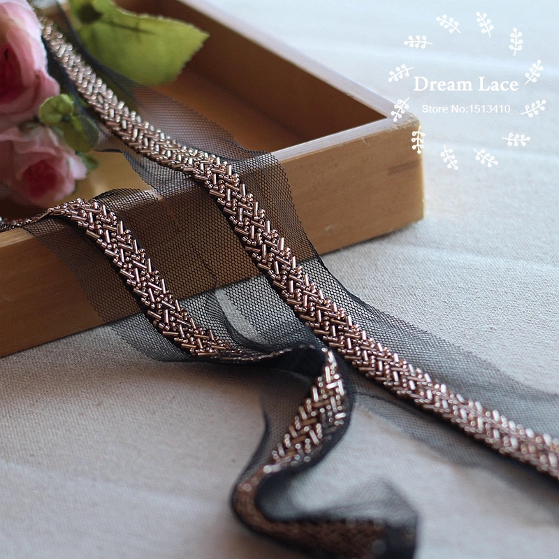 Аксессуары для одежды темно-золотого цвета 2 ярда/партия 1 см воротник цветы