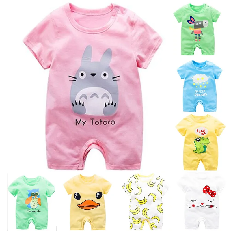 100% cotton baby clothing summer romper for newborn infant costume 12 colours short sleeve girls boys | Детская одежда и обувь