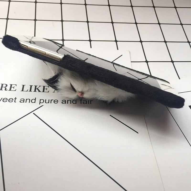 Милый пушистый зимний теплый чехол с котом для телефона iPhone 14 13 12 11 Pro Max X XR XS 8 7