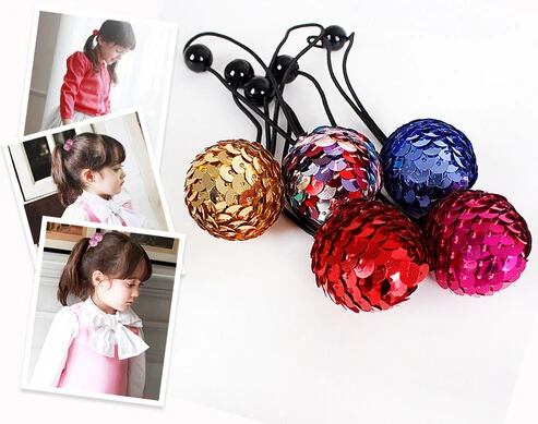 Бесплатная доставка новинка 2015 Детские блестящие резинки для волос с шариками