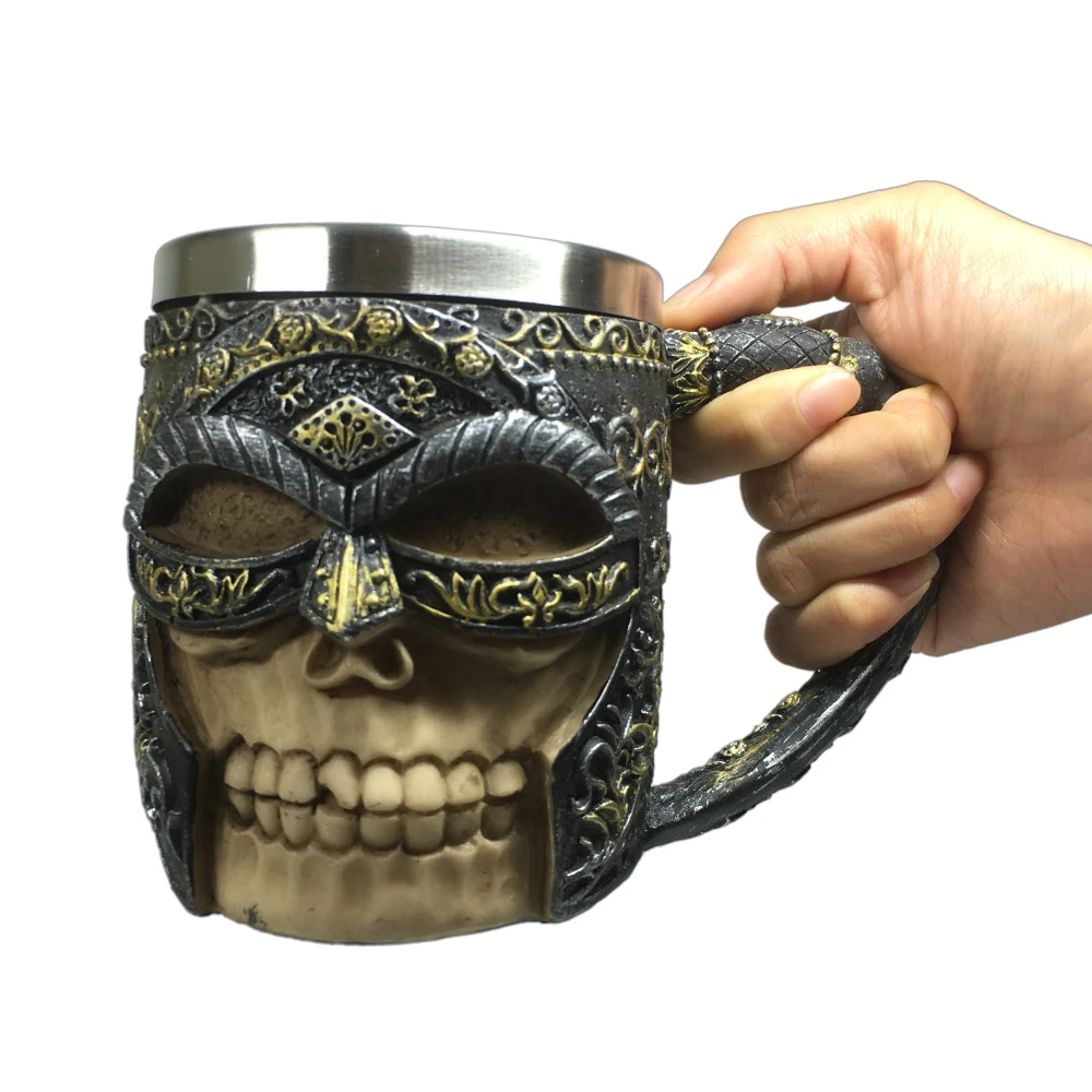 Кружка для пива с черепом викингов кружка Скелет из нержавеющей стали Хэллоуина