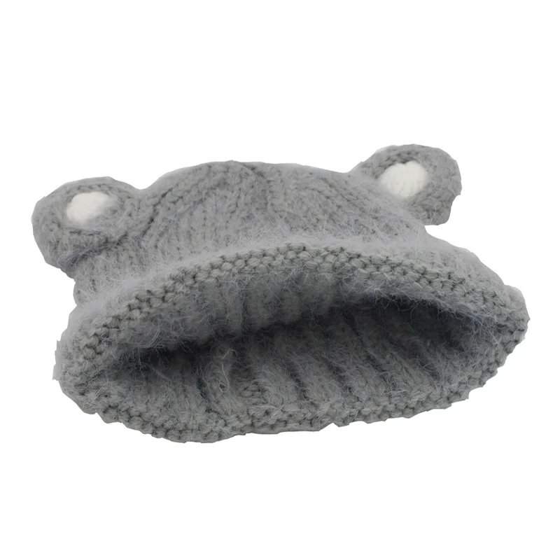 Cartoon Kids Winter Hats with Ears Solid Color Knit Baby Cap Boys Girls Beanie for 2-5 years Multicolor 1 PC | Детская одежда и