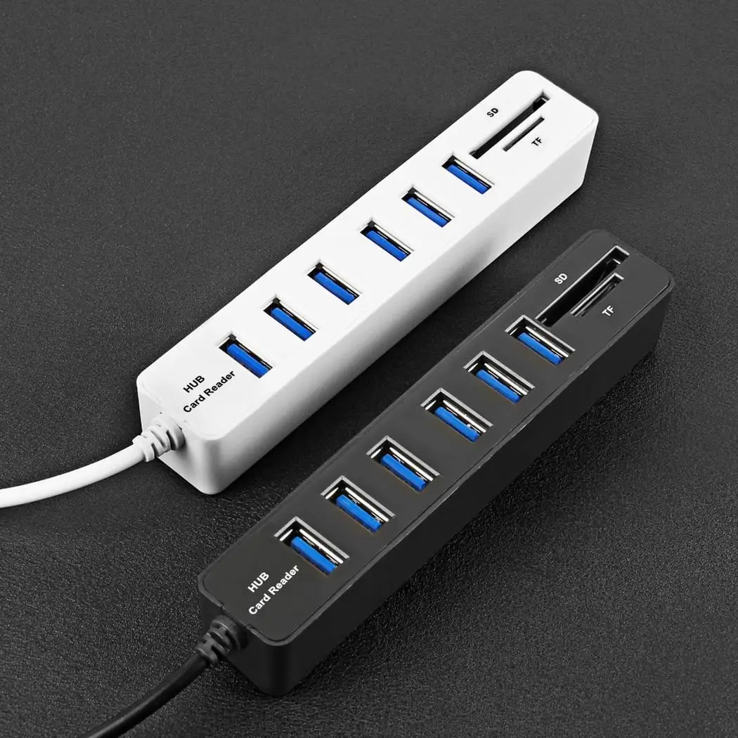 Комбинированный usb концентратор с 8 портами USB 2 0 SD/TF кард ридером. Скорость TF/SD 6