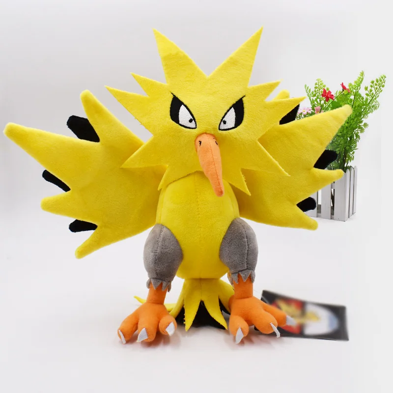 Zapdos 3 стиля аниме три Бог птицы Молтрес Articuno Zapdos Мягкие плюшевые мультфильм Peluche куклы Рождественский подарок детские игрушки для детей - Цвет: Zapdos