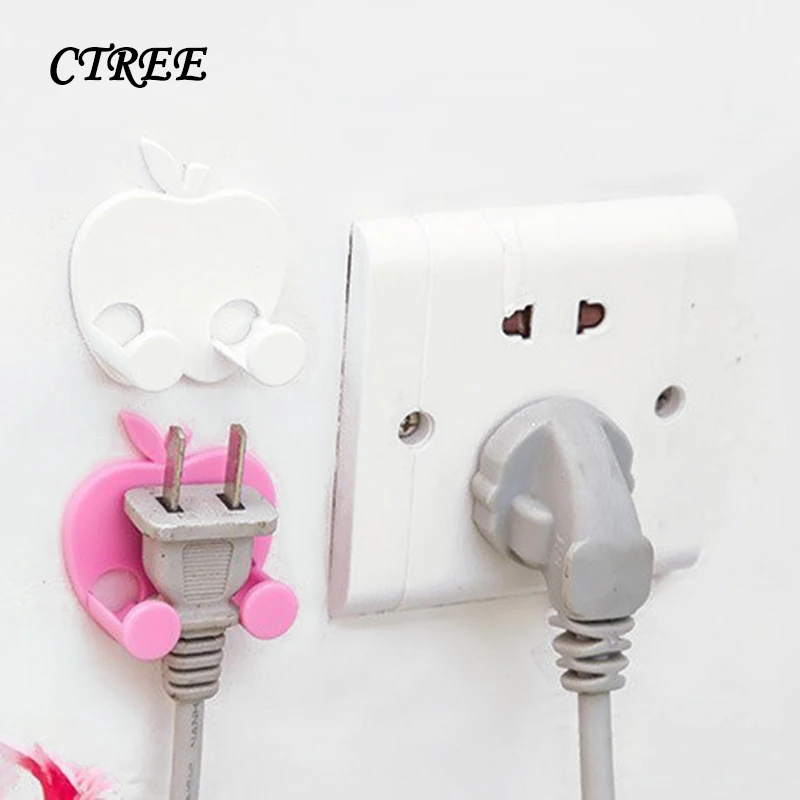 

CTREE 2Pc Strong Adhesive Multi-Function Power Cord Power Plug Socket Hook Storage Rack Key Scarf Hook Kitchen Storage Tool C826
