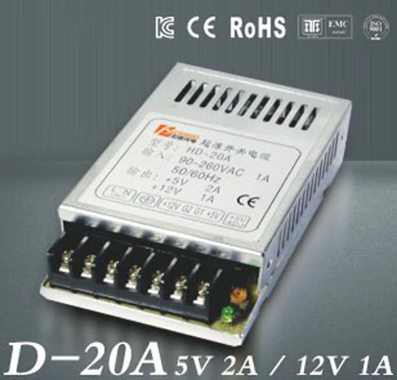 

5V2A 12V1A Ultra mince double sortie alimentation pour LED light Strip SMPS 85 V - 264 V AC entree 5 V 12 V sortieD-20A
