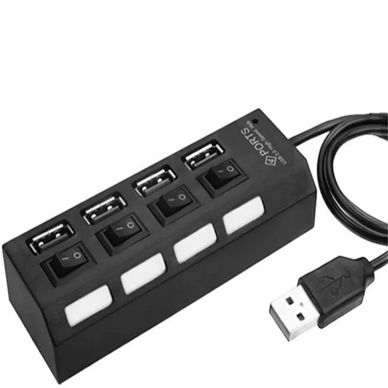 Внешний мульти расширение 4 порта USB 2 0 вкл/выкл переключатель LED сплиттер