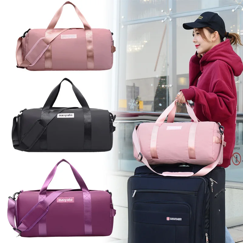 

S-211 New Girl Yoga Dry and Wet Separation Shoe Position Single Shoulder Bag Women Handbag Cylindrical Travel Totes