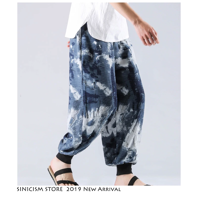 Мужские брюки для бега Sinicism Store винтажные свободные в стиле хип хоп с принтом