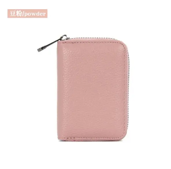 pink Женский бизнес-держатель для карт из натуральной кожи, кошелек для кредитных карт, чехол для ID, Rfid кошелек, Дамский кошелек для монет, маленький кошелек - Цвет: pink