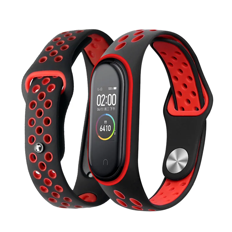 Силиконовый браслет для сяоми ми бэнд 4 нфк Запасной браслет Mi band 3 аксессуары Двухцветный регулируемый размер mi band 4 ремень