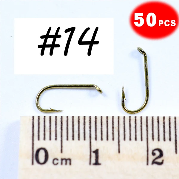 50pcs size 14 Bimoo 50 шт. рыболовный крючок для нахлыстом 2X Крепкий Провод Nymph крюк бронзовая отделка для завязывания мух Материал Размер 8 10 12 14 16 - Цвет: 50pcs size 14
