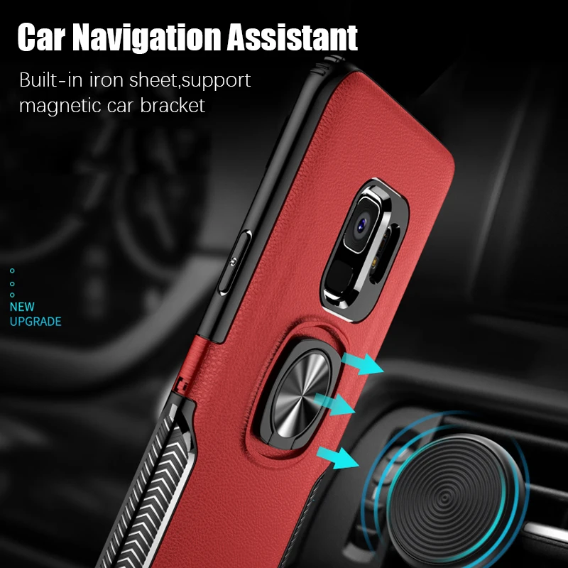 Luxury Armor Phone Case For Samsung Galaxy Note 8 9 10 Plus 5G Shockproof Cover Matte Hard PC + Soft TPU Holder Ring Stand |