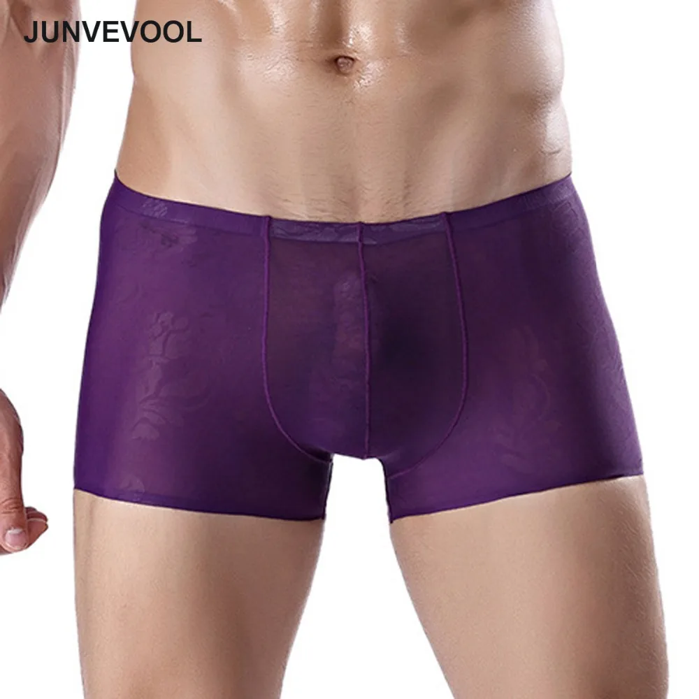 Мужские трусы боксеры шорты для женщин Человек 1 шт. Ice Silk печати мужчин s Черный