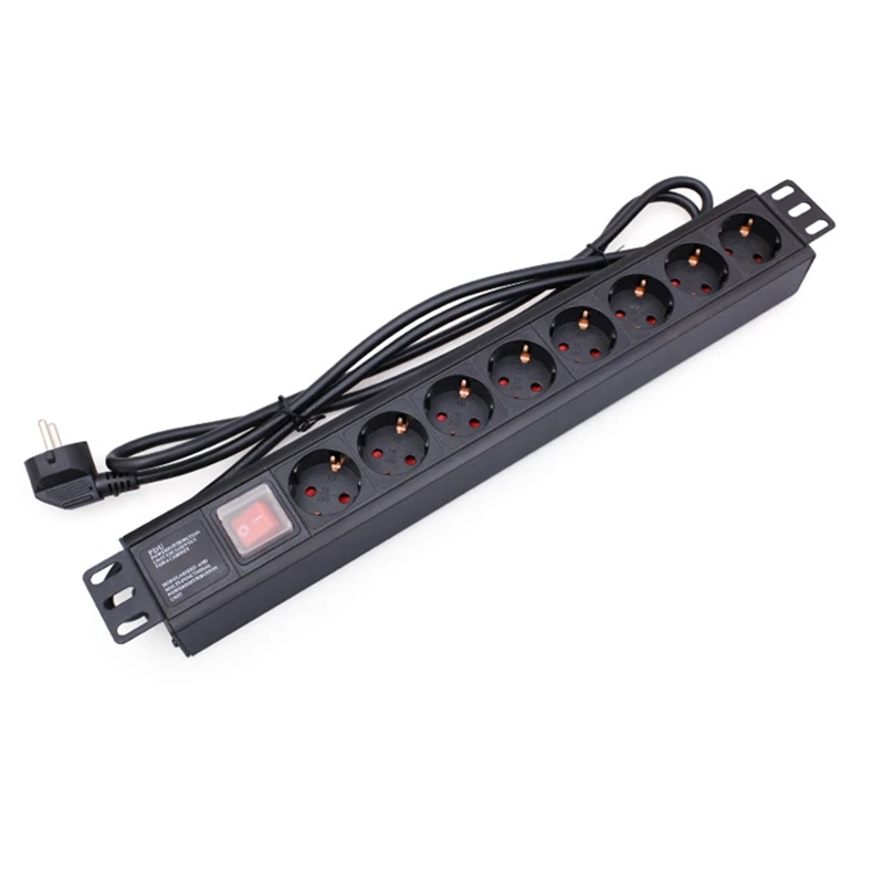 Розетка PDU 1U с 8 евровилками 16 А 220 250 В удлинителем 2 м|eu socket plug|power extension eusocket wall |