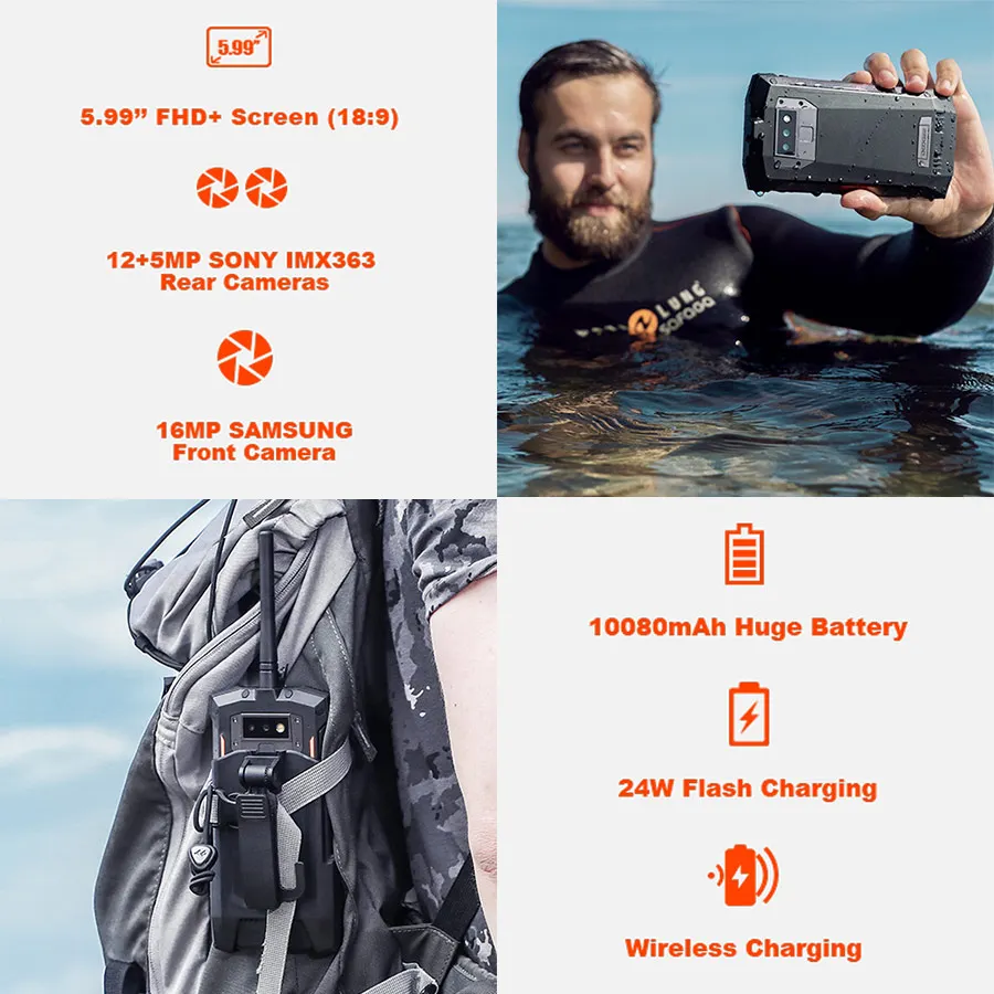 DOOGEE S80 IP68/IP69K мобильный телефон рация беспроводной зарядки NFC 10080 мАч 12V2A 5 99 FHD Helio P23