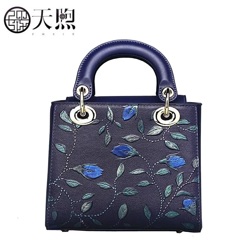 Pmsix 2020 New women Genuine Leather bag famous brand handbags Luxury Embossed small fashion leather | Багаж и сумки