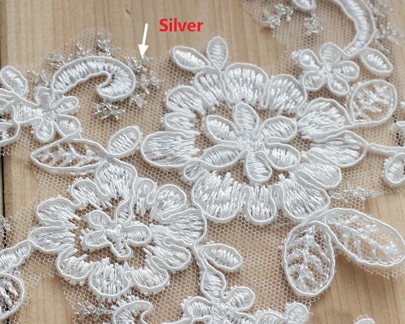 4PCS/2Pairs Off White Embroidered Flower Lace Applique For DIY Sewing Wedding Dress Shoes Veil | Дом и сад