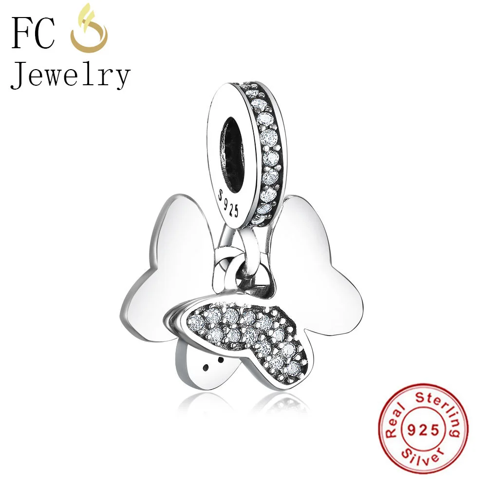 FC ювелирное изделие, браслет Pandora, 925 пробы, серебро, животное, Бабочка, эмаль, кошка, радужная подвеска, бисер, Berloque, сделай сам - Цвет: FCJ0323