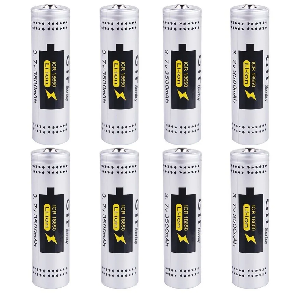GTF 2 шт. 3 7 в 18650 аккумулятор с реальной емкостью 3500 мАч литий ионный перезаряжаемый