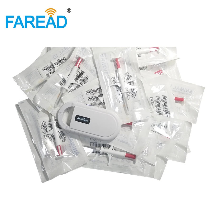X1pc ID64 чип транспондера животных ручной считыватель RFID 134 2 кГц FDX-B + x100pcs 12*12 мм ISO ID