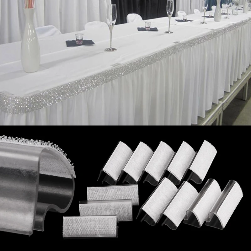 

12Pcs Camping Picnic Party Plastic Table Cloth Cover Skirt Clips Holder Clamps