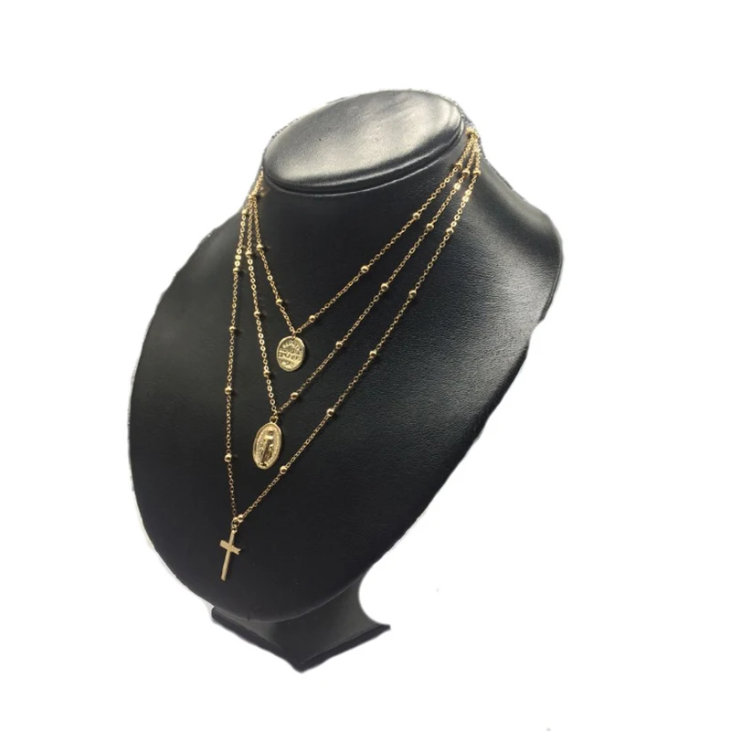 Boho круглый крест многослойное ожерелье с подвеской для женщин 2018 богемное