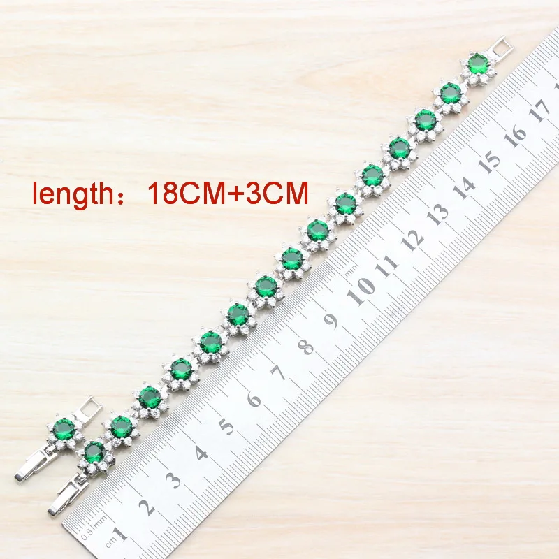 Simple Flower Costume Silver Color Natural Stone Green CZ Jewelry Adjustable Length Link Chain Bracelet 21CM | Украшения и