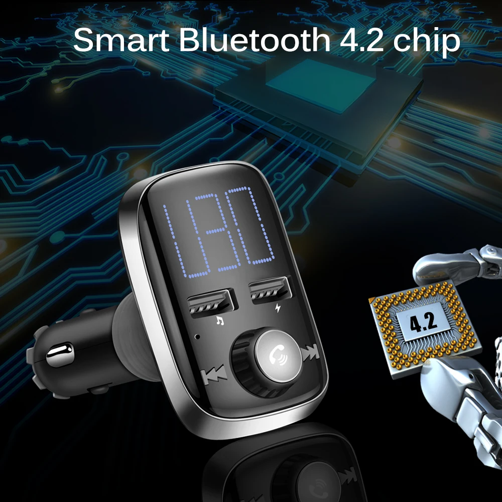 Автомобильный Bluetooth-проигрыватель с большим дисплеем и двумя USB-портами |