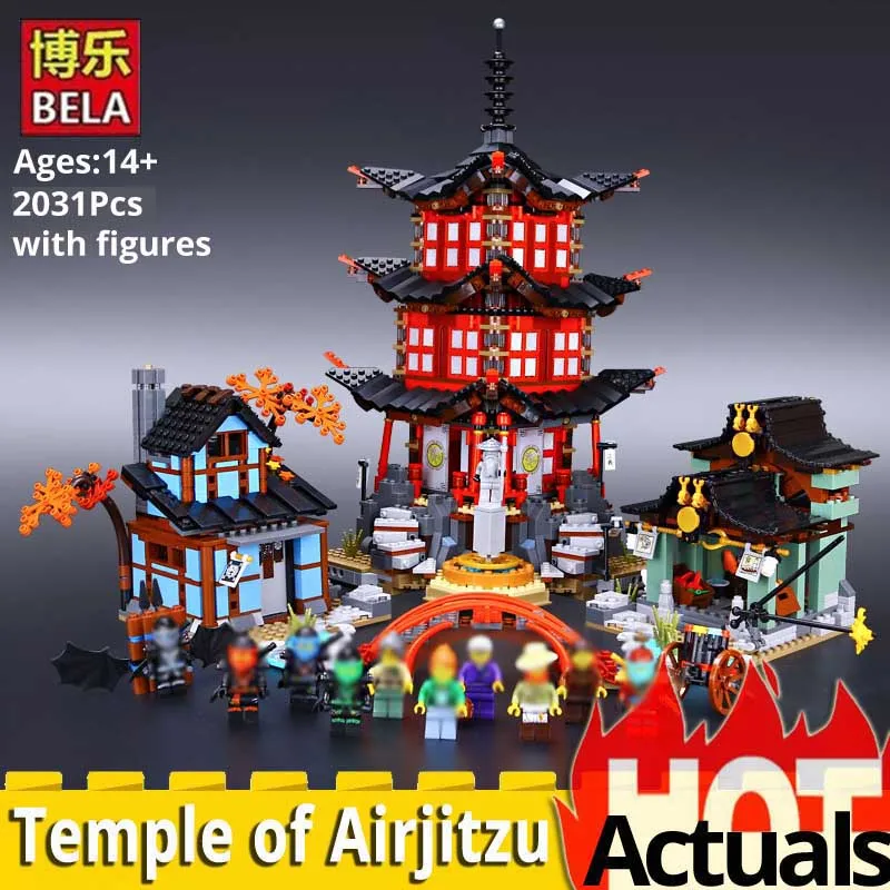 Ninja Go 10427 большой храм Airjitzu 2031 шт Блоки Игрушки для мальчиков подарок 70751 Архитектура DIY Дом мини-миниатюры