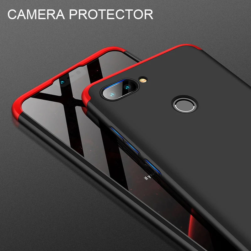 3 в 1 Пластик жесткий полная защита 360 чехол на для xiomi mi 8 lite mi8 сяоми ми лайт ми8 анти