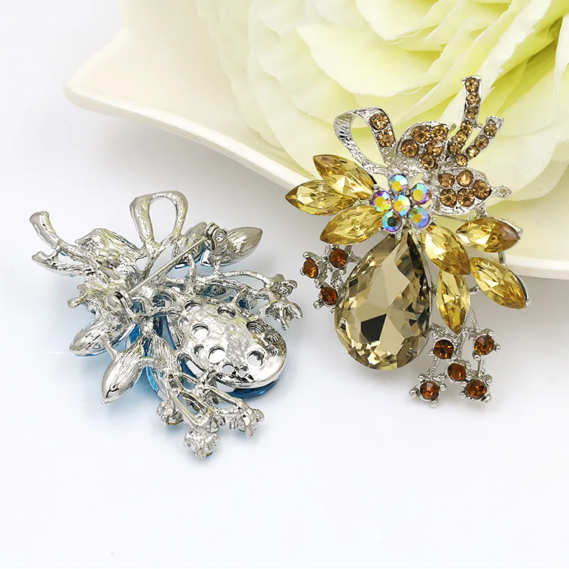 Прямая продажа с фабрики брошь кристаллами и красно синими прозрачными