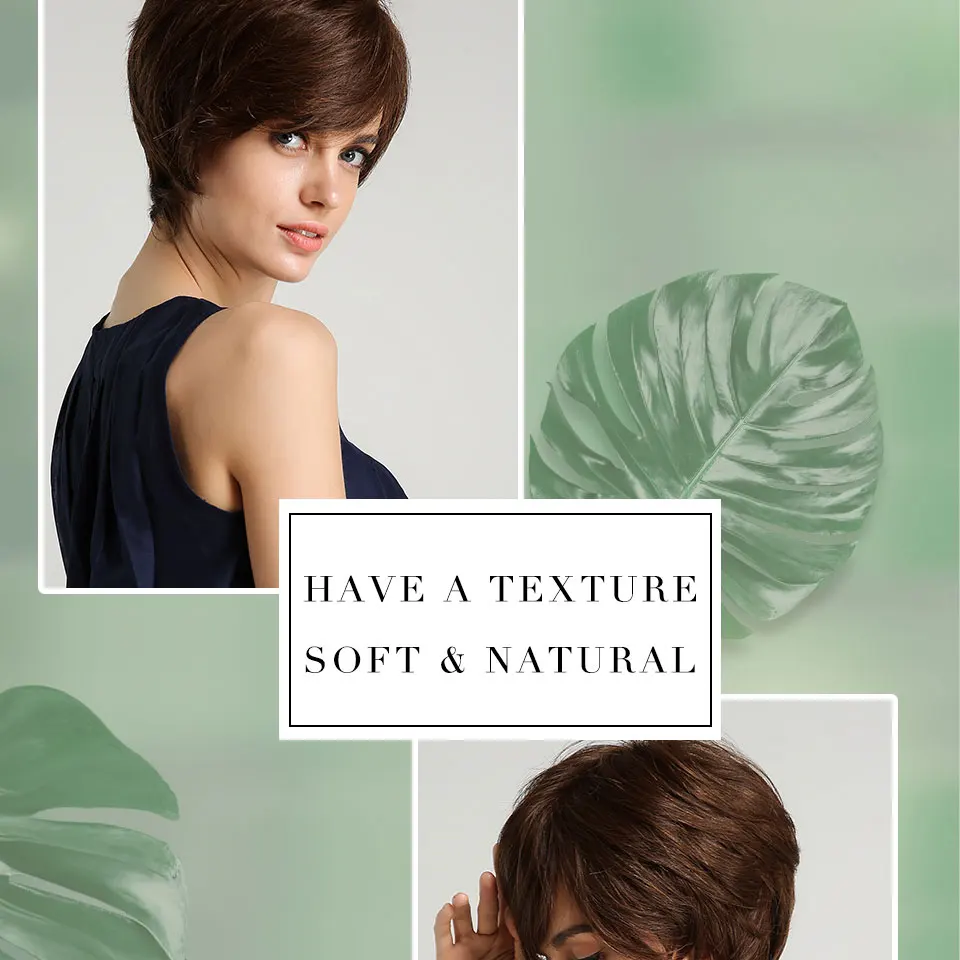 Haircube синтетические 6 дюймов короткие 50% человеческие волосы парики с челкой естественная волна темно-коричневый пушистый многослойный парик для женщин