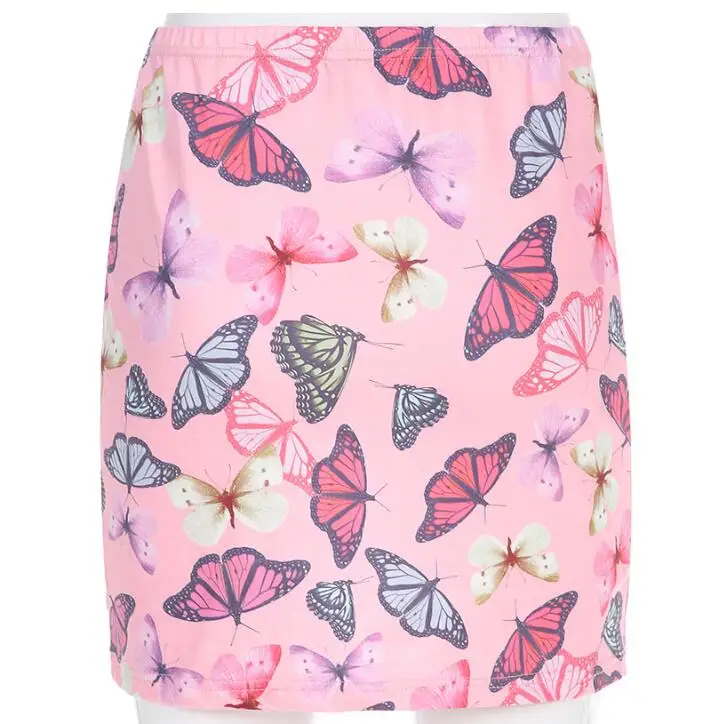 Милая Женская эластичная юбка с высокой талией и принтом бабочки в стиле