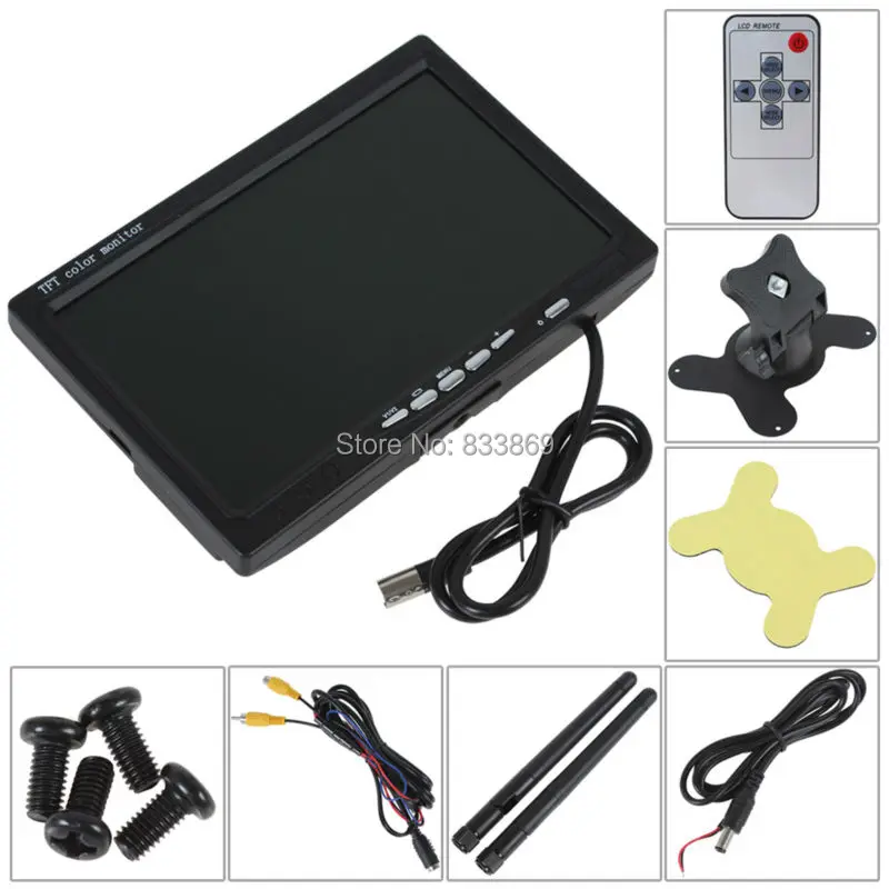 Car Parking 2.4G wireless rear view camera 120 degree backup camera+ 7 Inch 800*480 TFT LCD Mini Rearview Monitor | Автомобили и