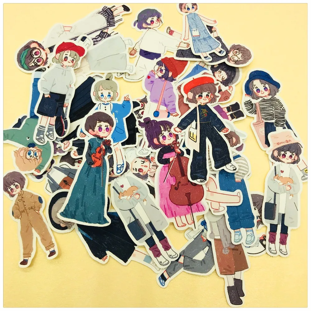 33PCS Cartoon Girl Sticker DIY Scrapbooking Album journal Diary Happy Planner week Decoration Stickers