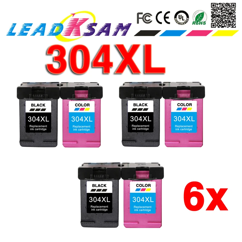 6X чернильные картриджи 304XL совместимый для hp304 304 xl с чипом полные чернила для 304 deskjet envy 5032 5030 3700
