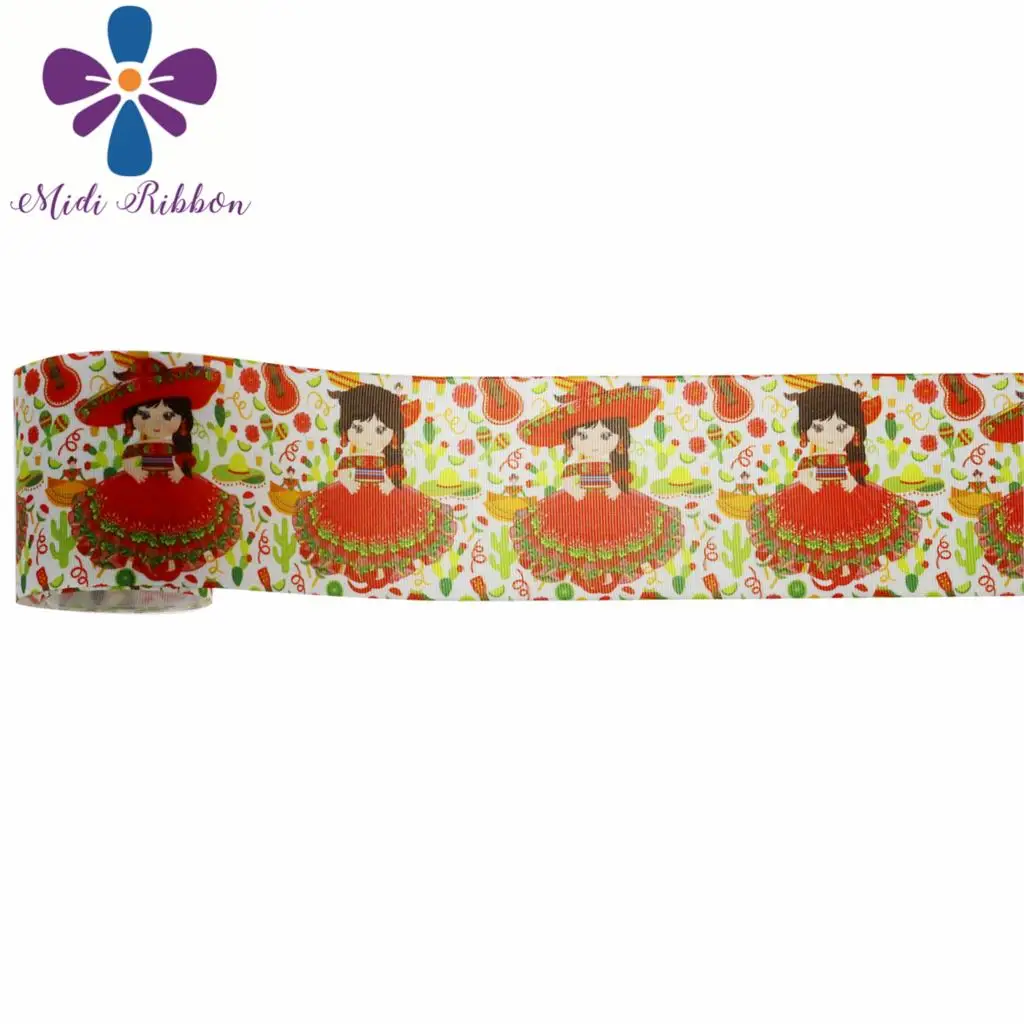16 мм 75 Милая Мексиканская девочка напечатала Grosgrain/эластичная лента DIY