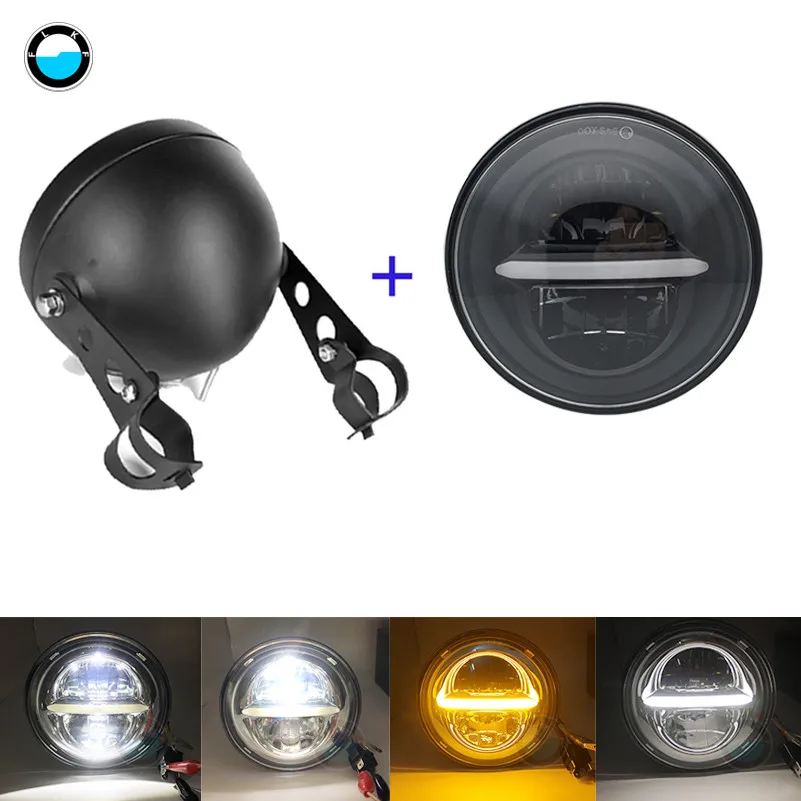 Combo 1A Новейший 5,7" светодиодный фонарь для мотоцикла с 5,75 дюймовым корпусом лампы для Dyna Sportster Softail - Цвет: Combo 1A