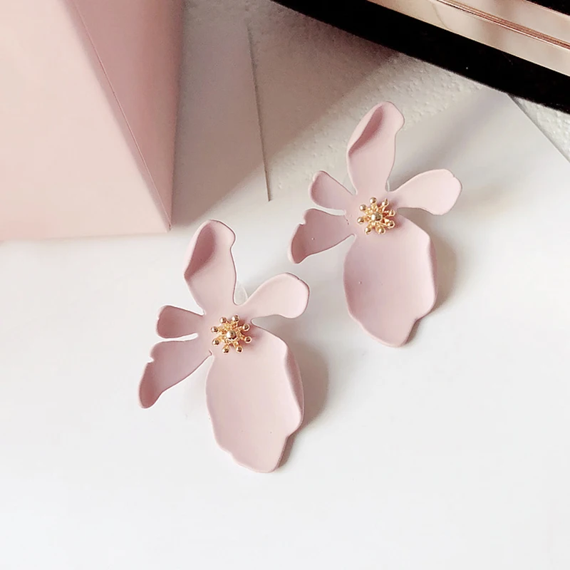 Anise Trendy Flower Big Stud Earrings Woman Exaggerates Pink Daisy Petal Bohemia Female Wedding Party Brincos Jewelry | Украшения и