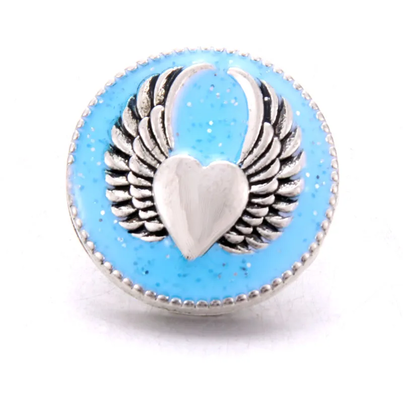 A1770-blue 10PCS High Quality 18mm Snap Button Jewelry Flower Heart wings Snap Buttons Fit Snap Bracelet for Women Love Snaps Jewelry - Окраска металла: A1770-blue