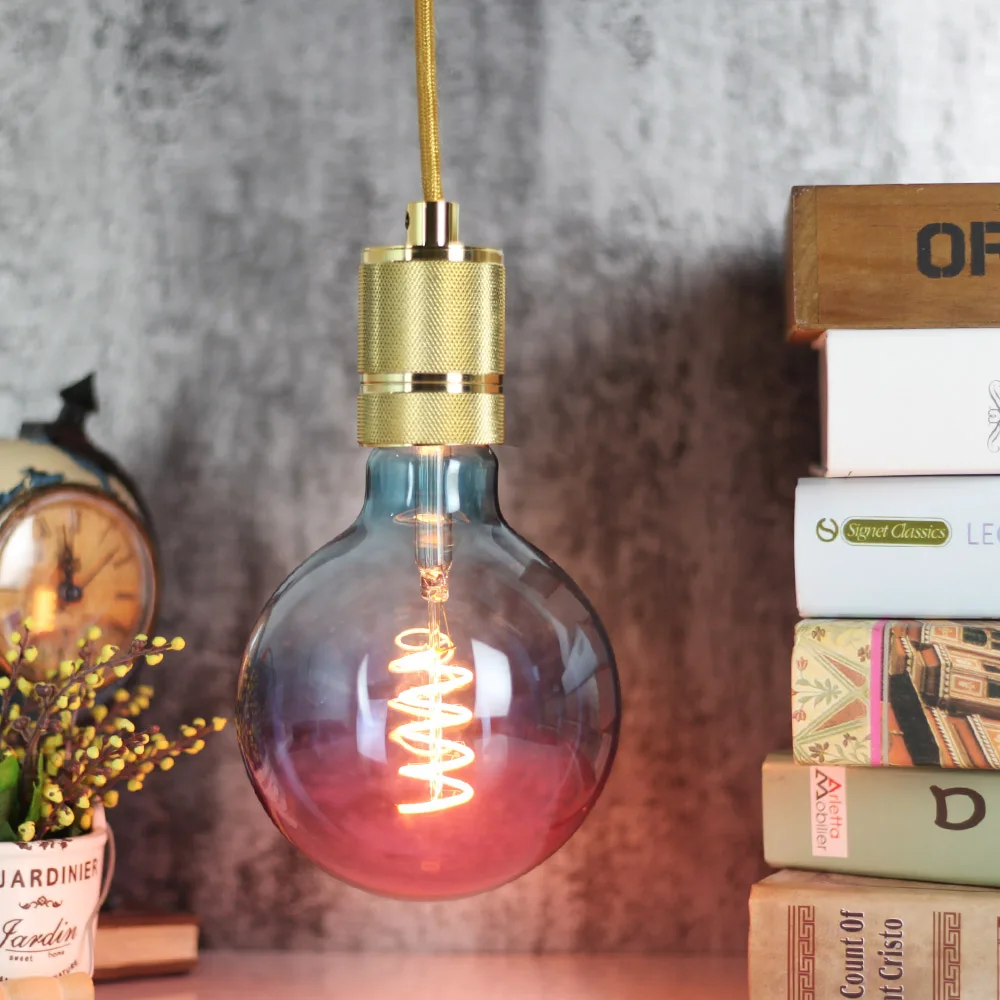 TIANFAN Edison ЛАМПЫ старинная лампочка G125 светодиодные лампы спиральная нить 4 Вт 2700 к 220 в E27 декоративная лампа накаливания с регулируемой яркостью радуги