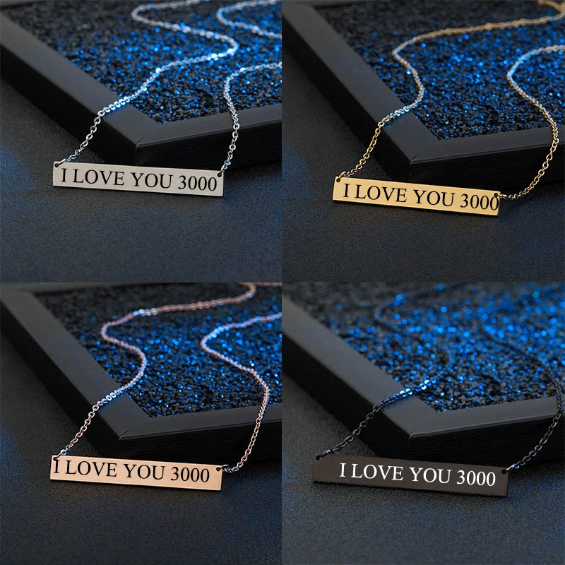 ABAICER Marvel I Love You 3000 Подвеска из нержавеющей стали ожерелья гравировка имени любовь