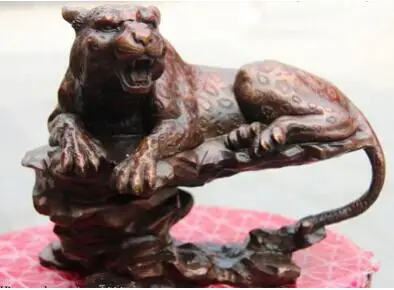 Chnese Feng shui Copper Bronze Animal Ferocious Leopard Panther Statue Sculpture | Дом и сад