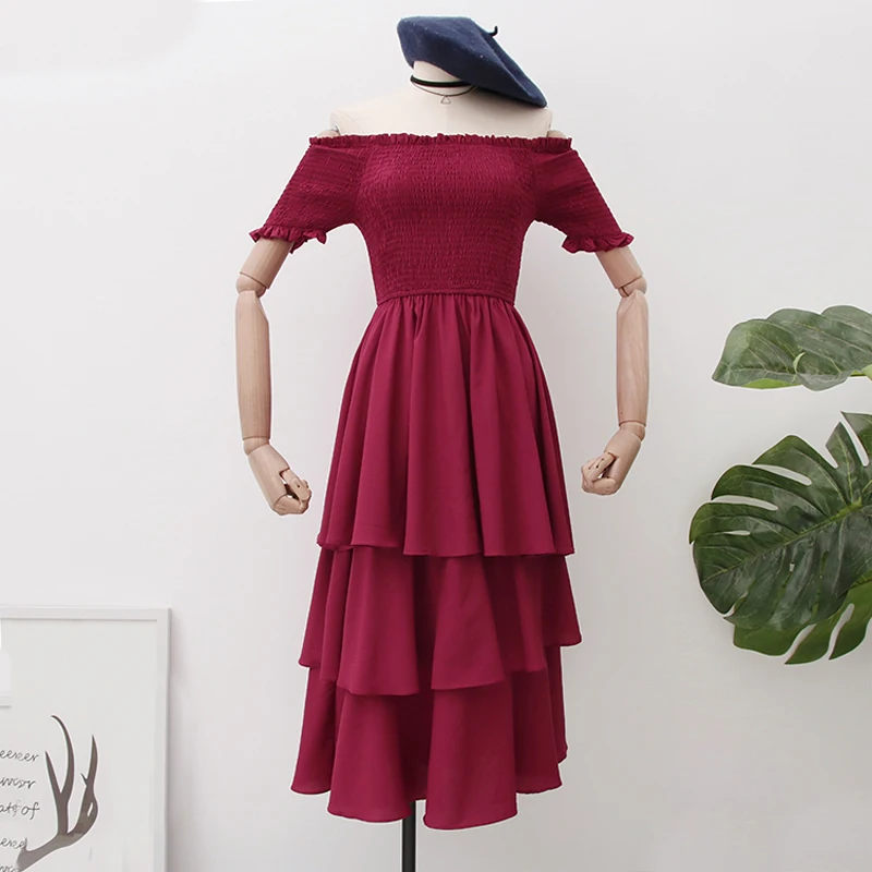SKOONHEID богемное женское платье с открытыми плечами Ruched сексуальное корейское Слэш