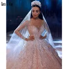 Роскошное бальное платье 2019, свадебные платья с кружевной аппликацией, арабские свадебные платья принцессы Дубая, женское платье, свадебное платье на заказ