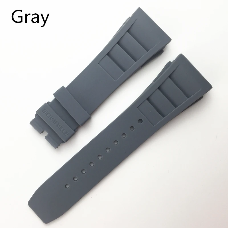 MERJUST 20mm Red Black Green Gray Orange Yellow Soft Silicone Rubber Watchband For Richard Watch Mille RM011 Strap Bracelet