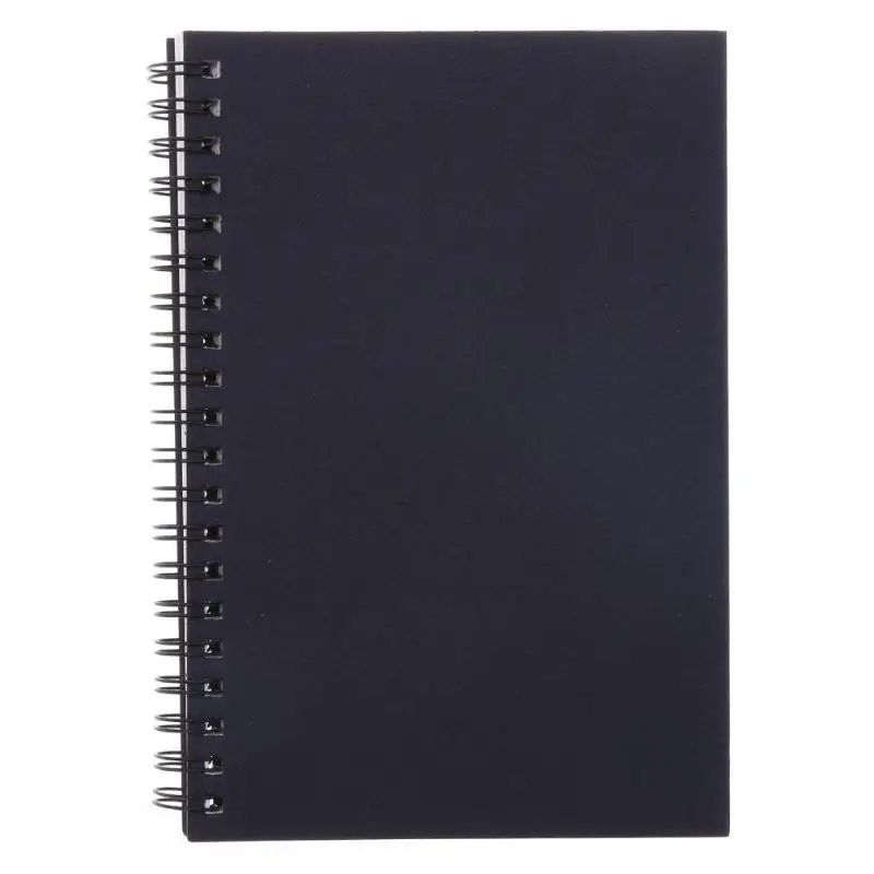 White inner page Черная обложка пустой блокнот спиральная тетрадь для дневника Caderno офисные школьные канцелярские принадлежности Papelaria материал Escolar Note Book - Цвет: White inner page