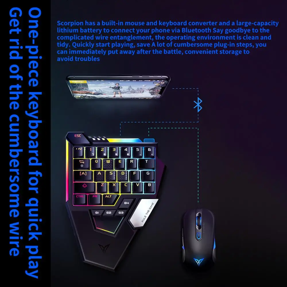 Flydigi Scorpion для мобильных игр для стрельбы механическая клавиатура с одной рукой игровая клавиатура с преобразователем мыши для iOS Android PC