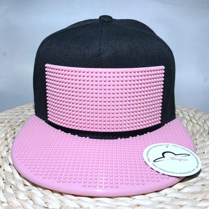 VelcroStyle pink Мин. Заказ$5 Мозаика DIY Съемная инкрустация кирпича игрушечные строительные блоки пластины и поля для шляпы хип-хоп бейсболка - Цвет: VelcroStyle pink